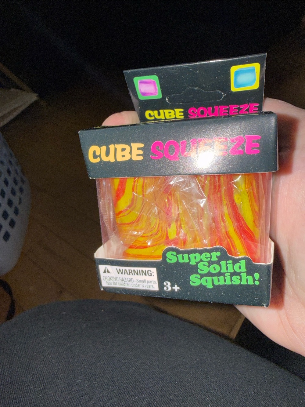 Squeeze Cube Squeeze Stress Toy – Yellow & Red Swirl